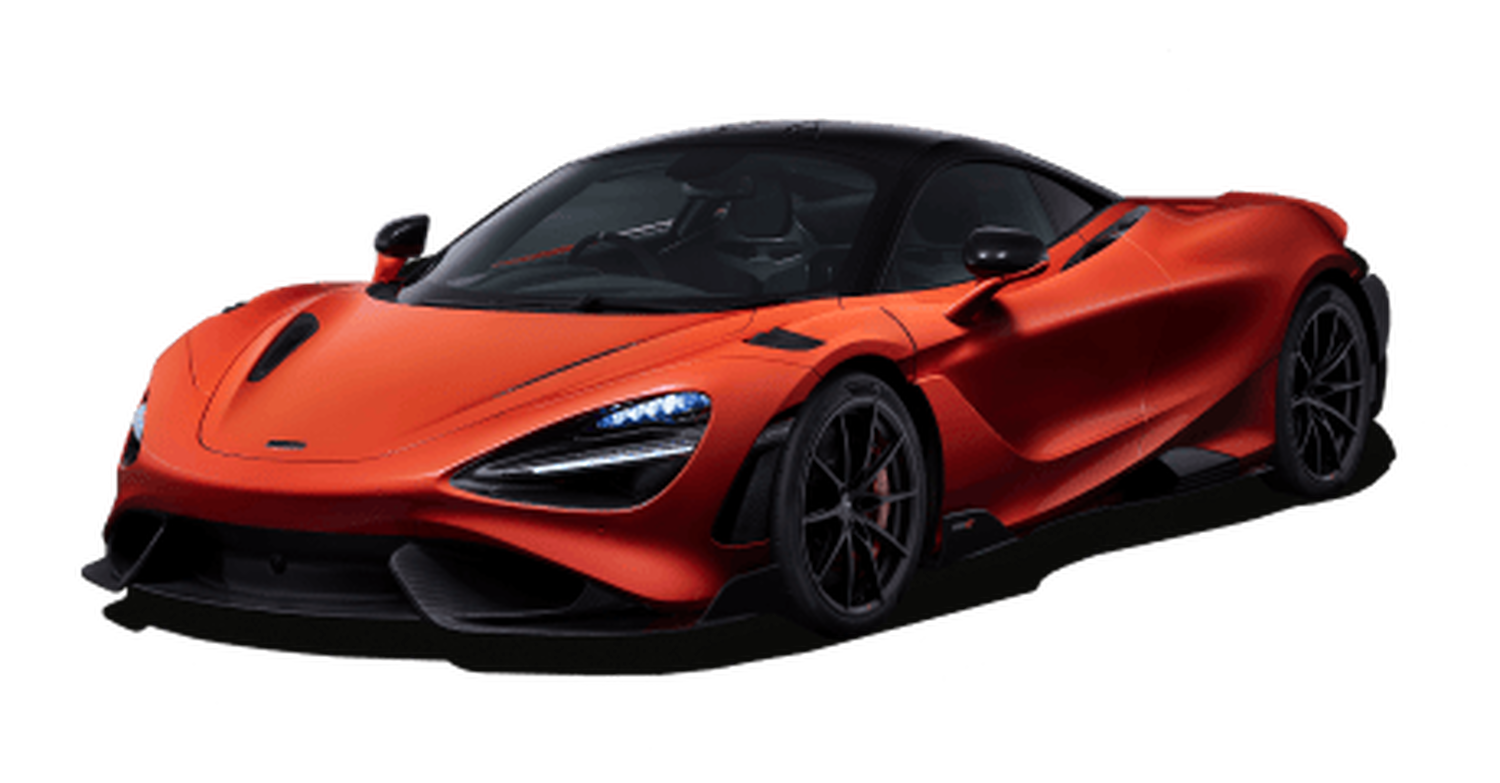 Red McLaren 765LT sports car with white background