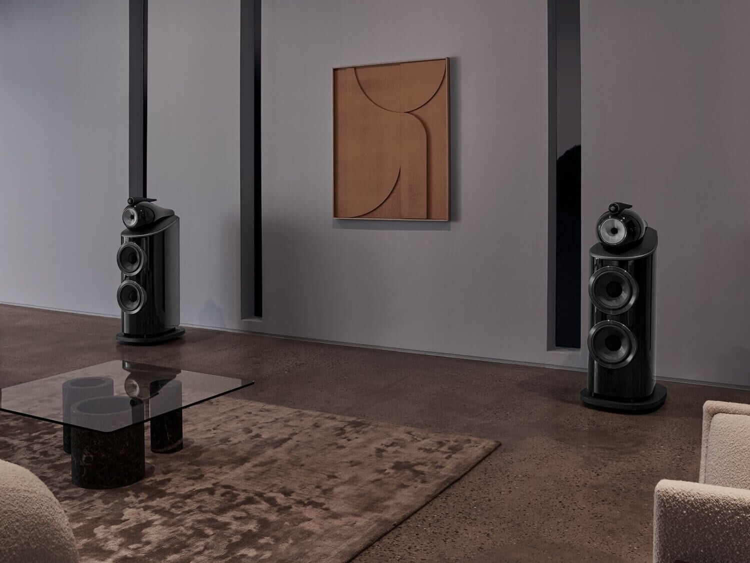 Two black 801 D4 with art between