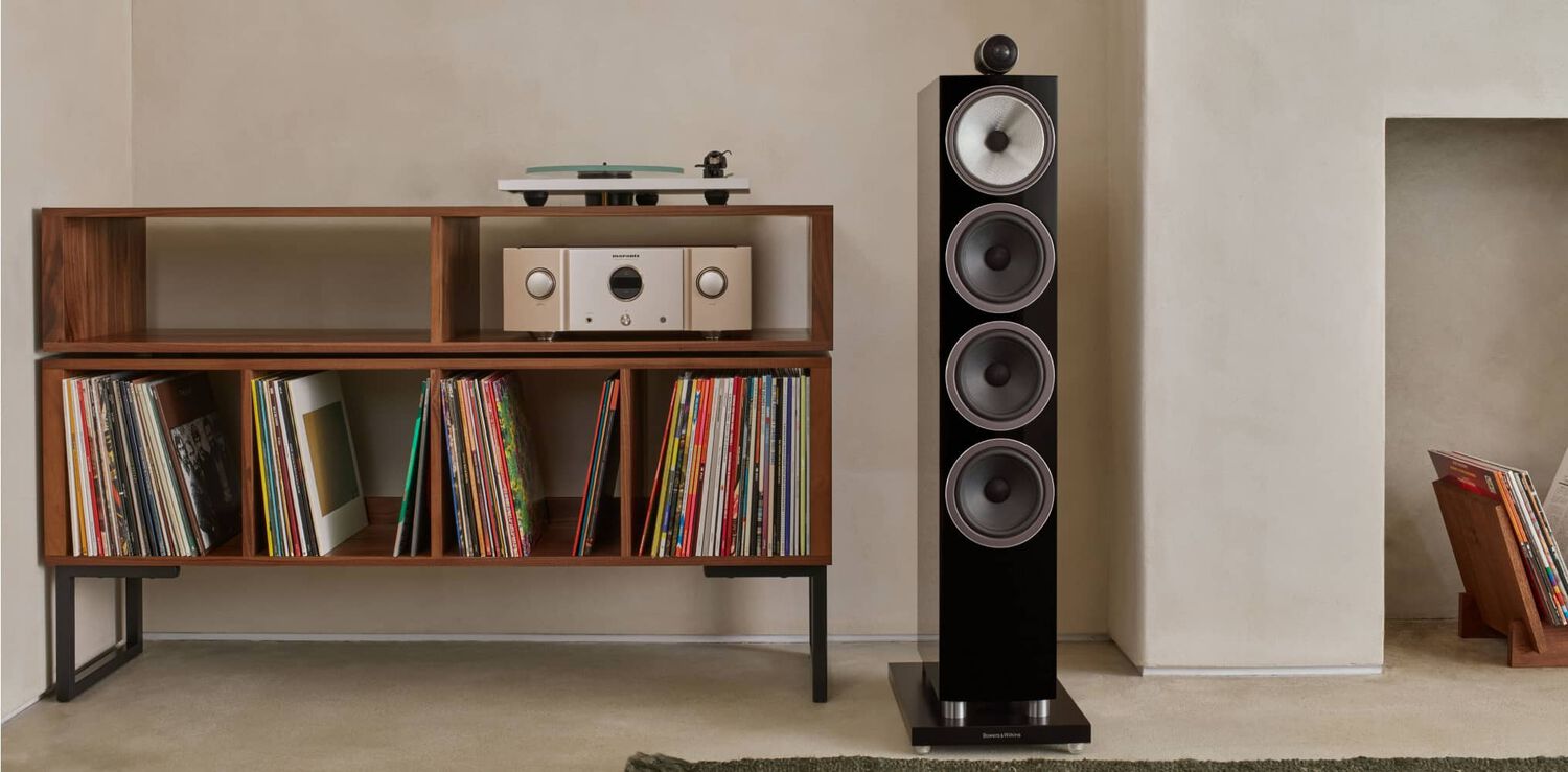 Vinyl Records with Marantz Amplifier and Bowers & Wilkins Speaker
