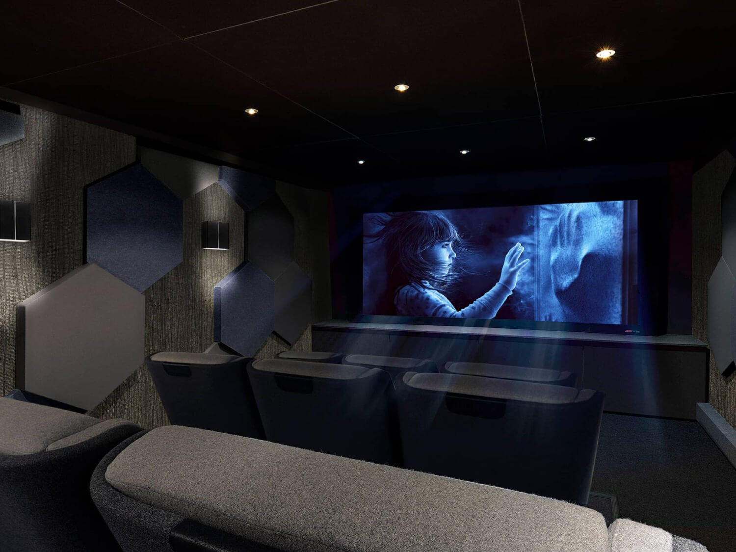 Custom Theater in a dark room in a home