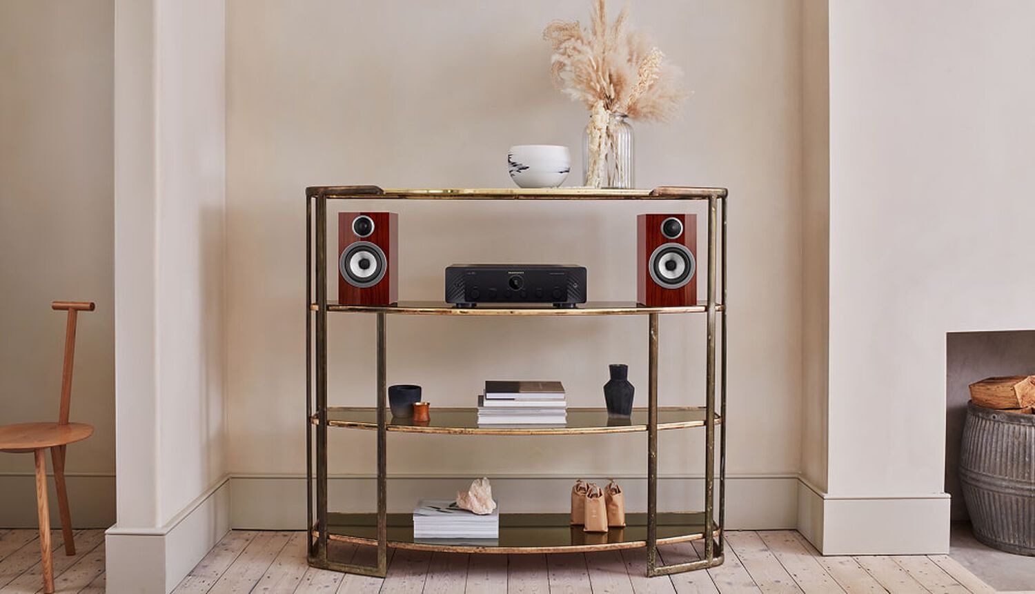 Two brown 700 series sitting on a shelf