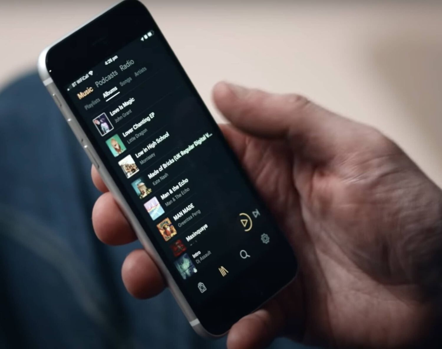 Music App on Phone In Hand