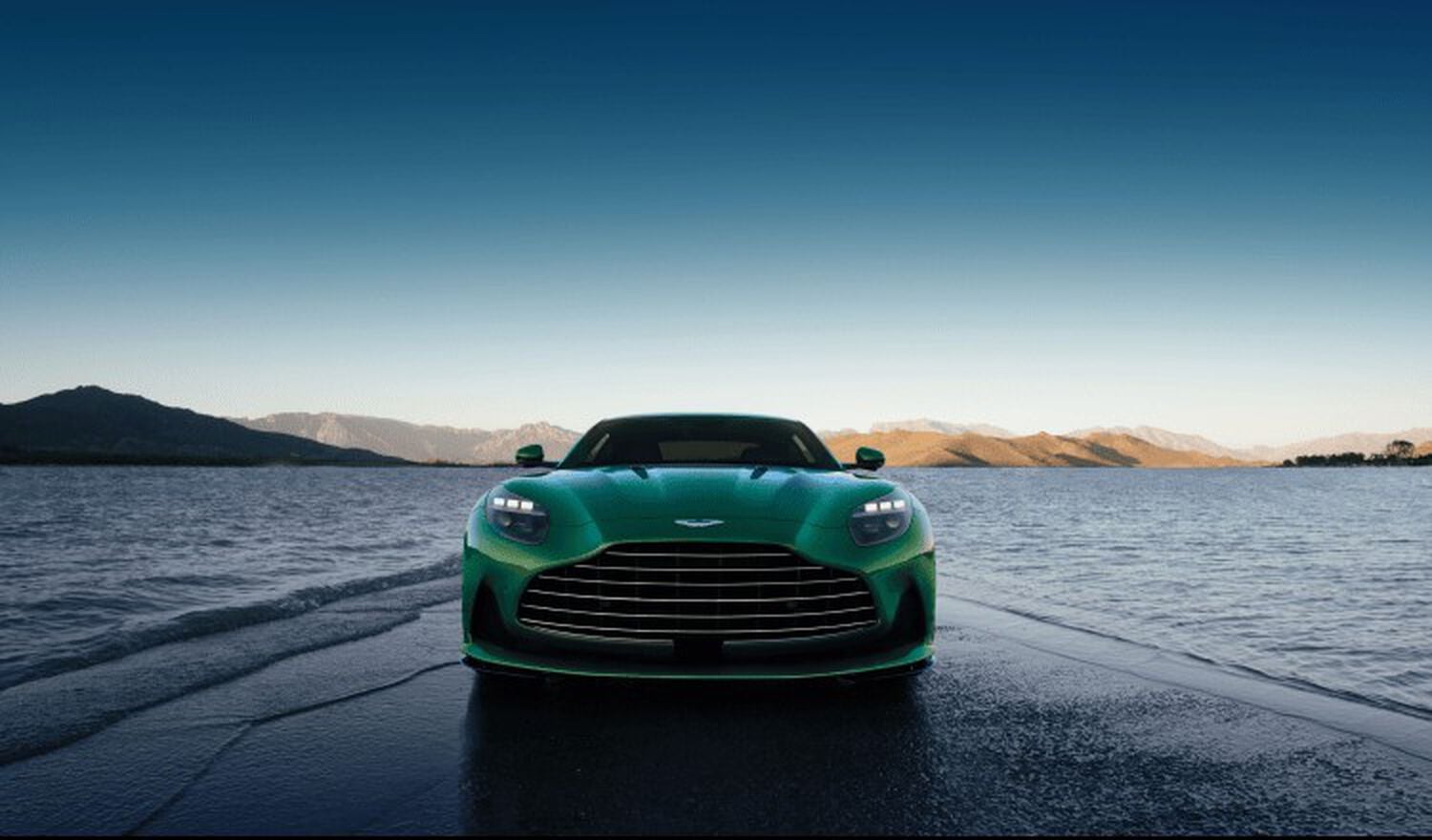 Green car in water