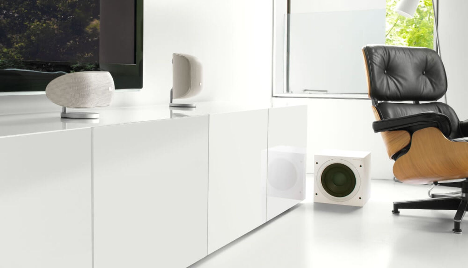 White ASW series on a white cabinet