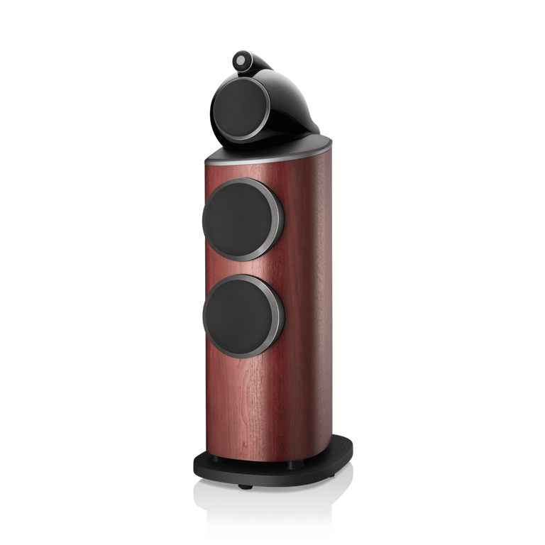 802 D4 - Rosenut side front covered woofers view