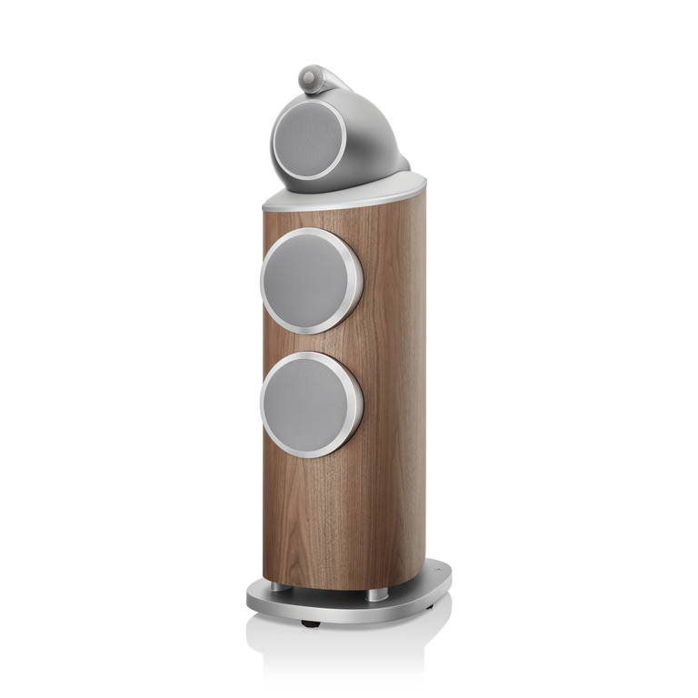 802 D4 - Walnut side front covered woofers view