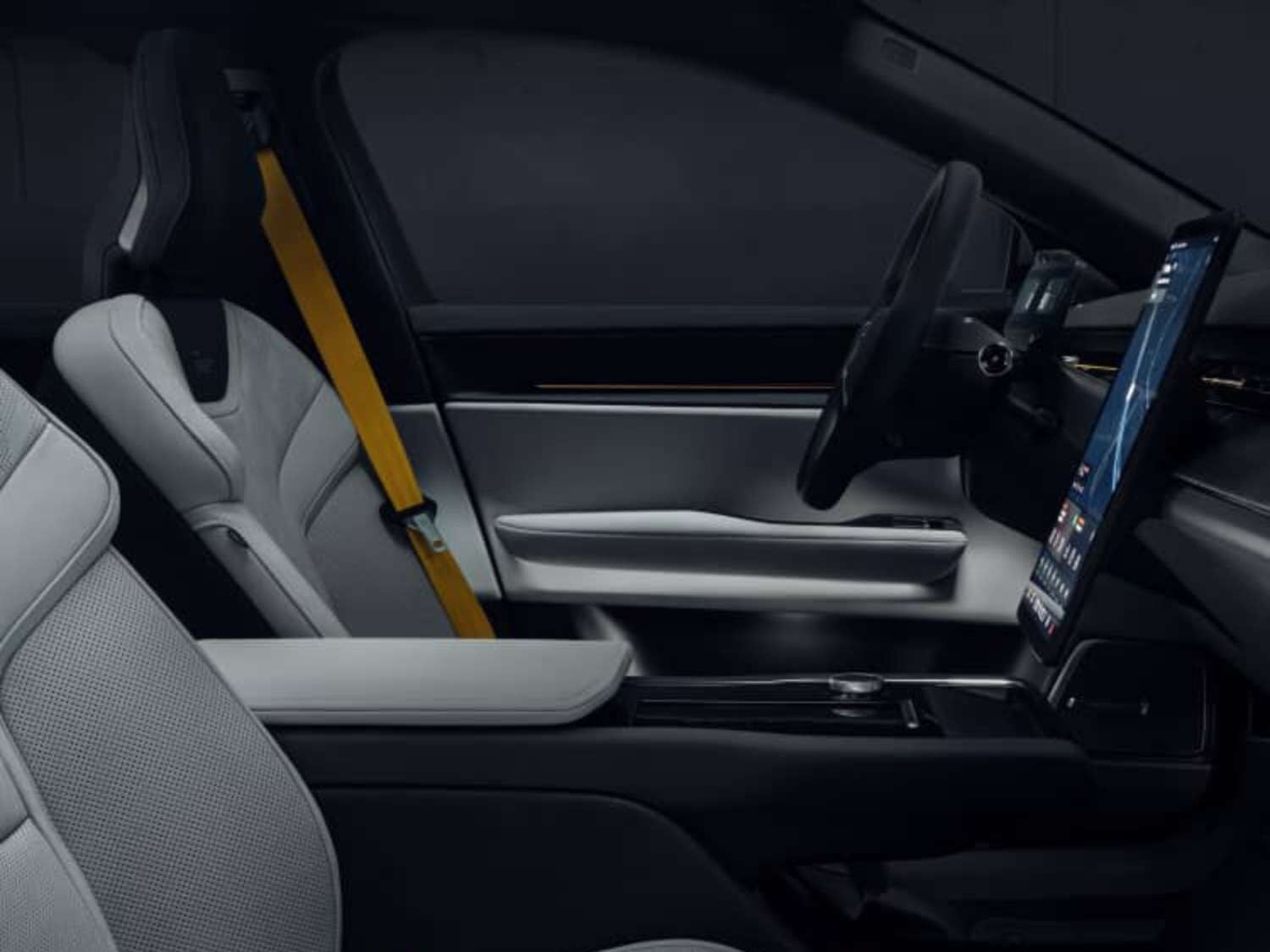 Interior of car with gray leather seats