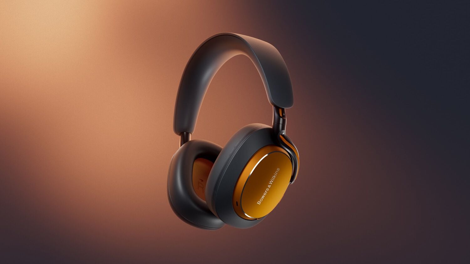 Orange headphones with orange gradient background