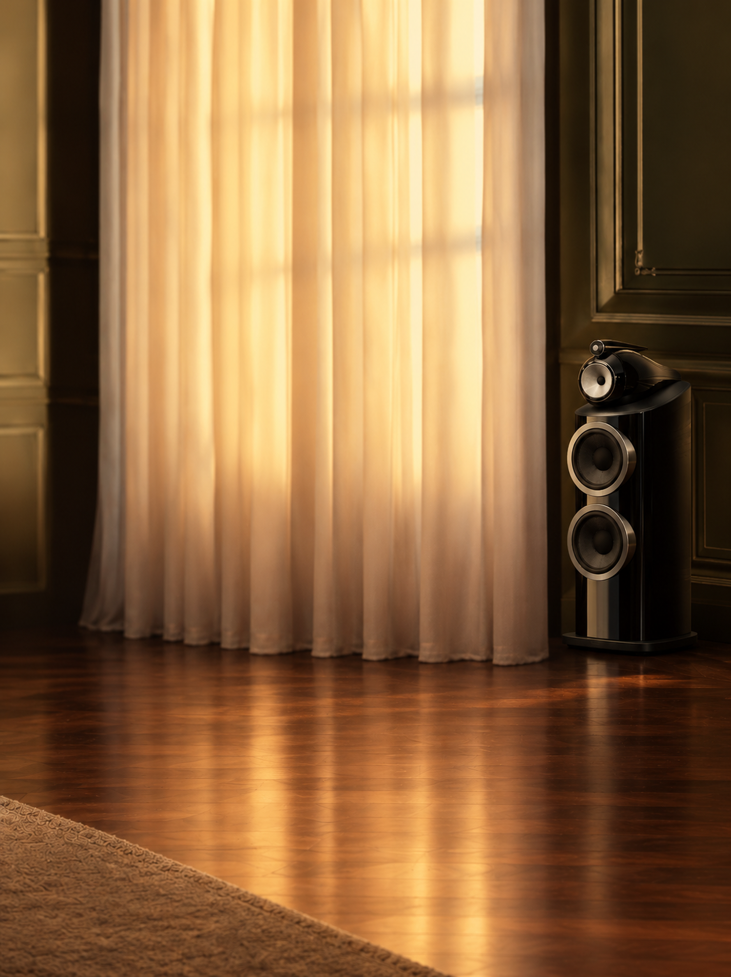 Loudspeaker against a curtain