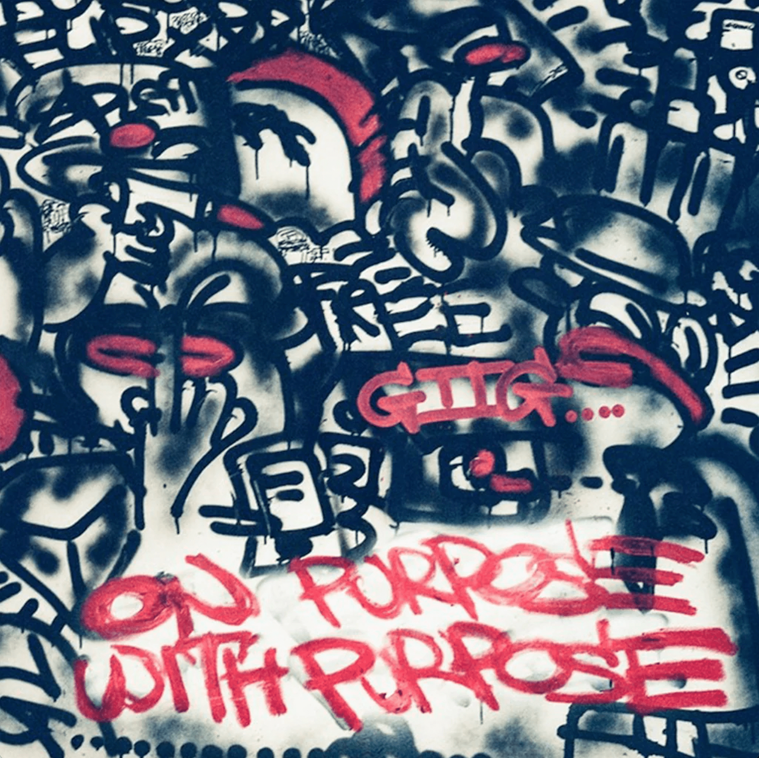 Graffiti with black and red text