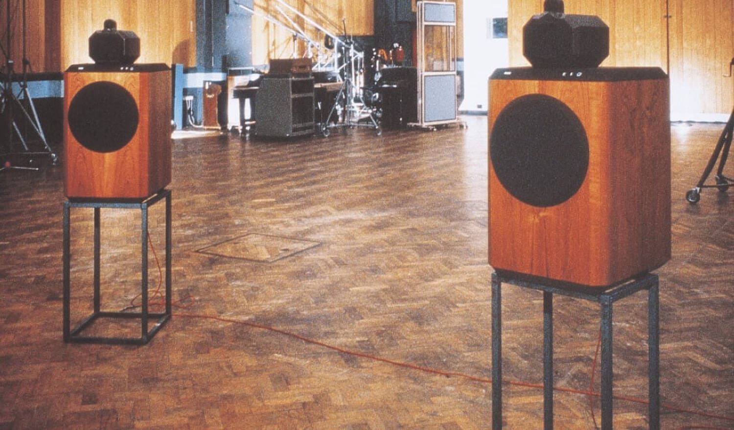 2 speakers in recording studio