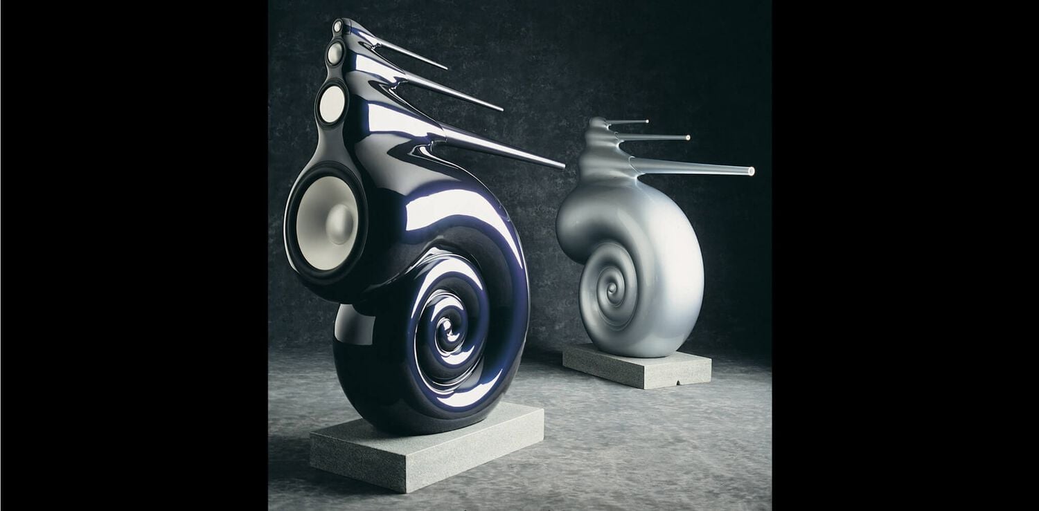 2 Nautilus speakers with gray background