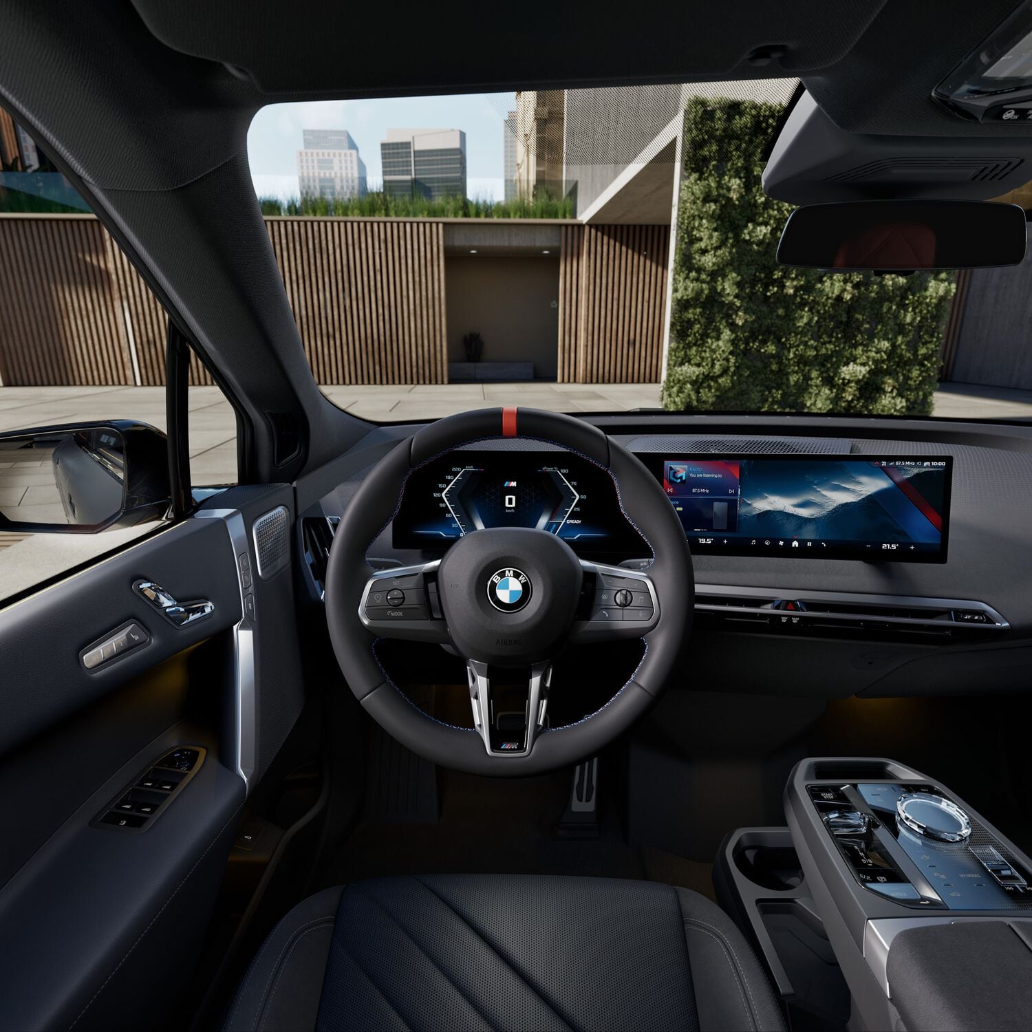 Interior of BMW car with tan seats