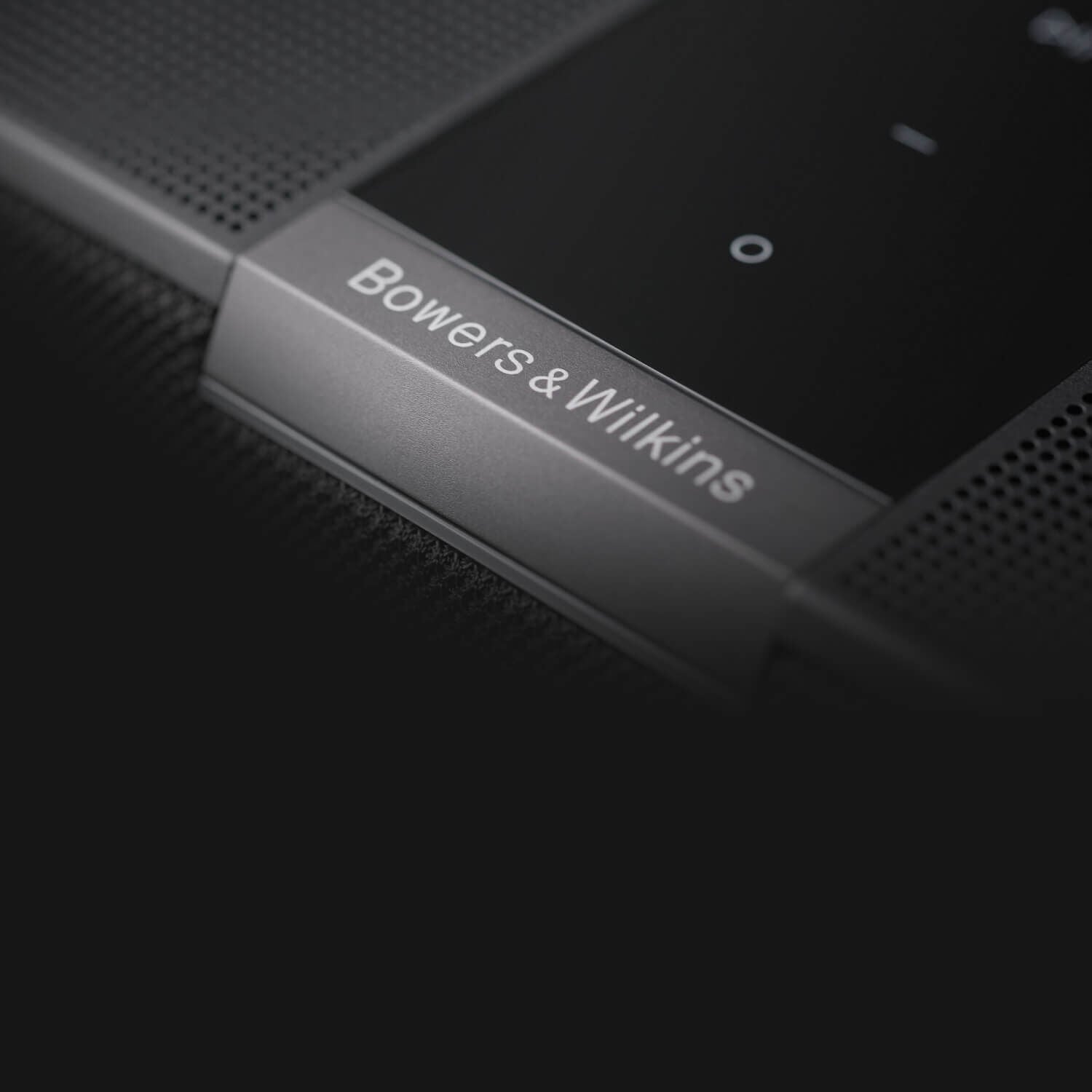 Close up of black Bowers & Wilkins soundbar