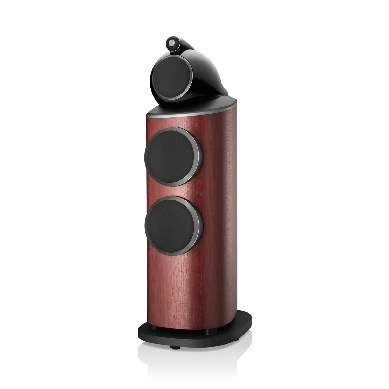802 D4 - Rosenut side front covered woofers view