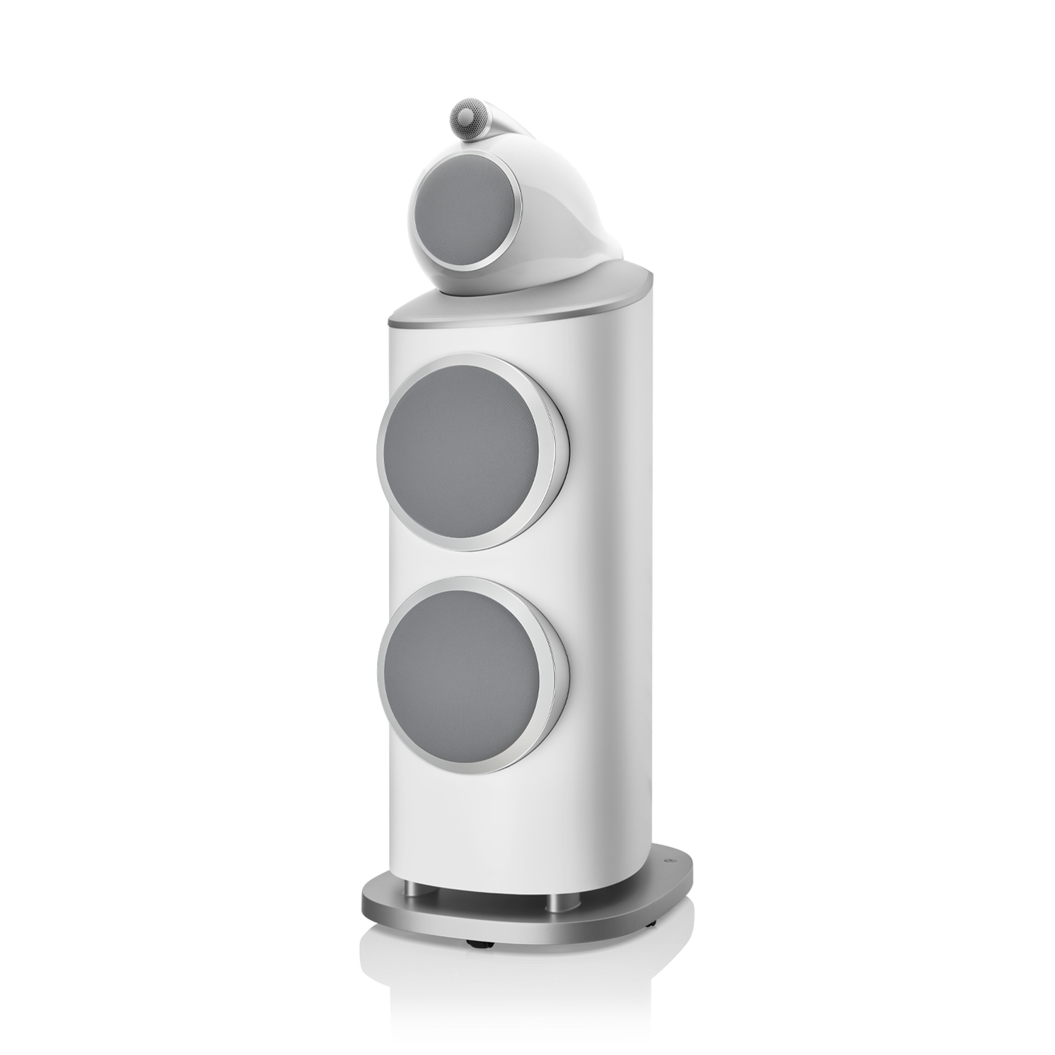 801 D4 - White side front covered woofers view