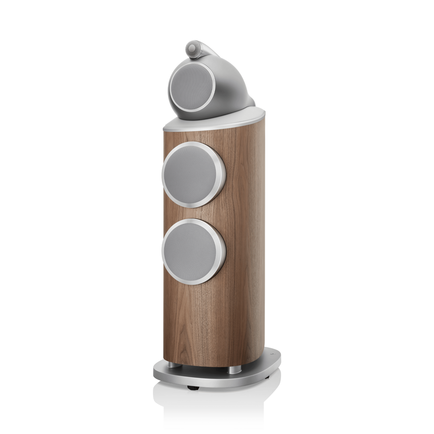 802 D4 - Walnut side front covered woofers view